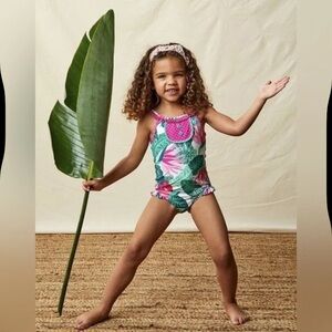 Matilda Jane Tropical Pink and Green One Piece Swimsuit Size 16